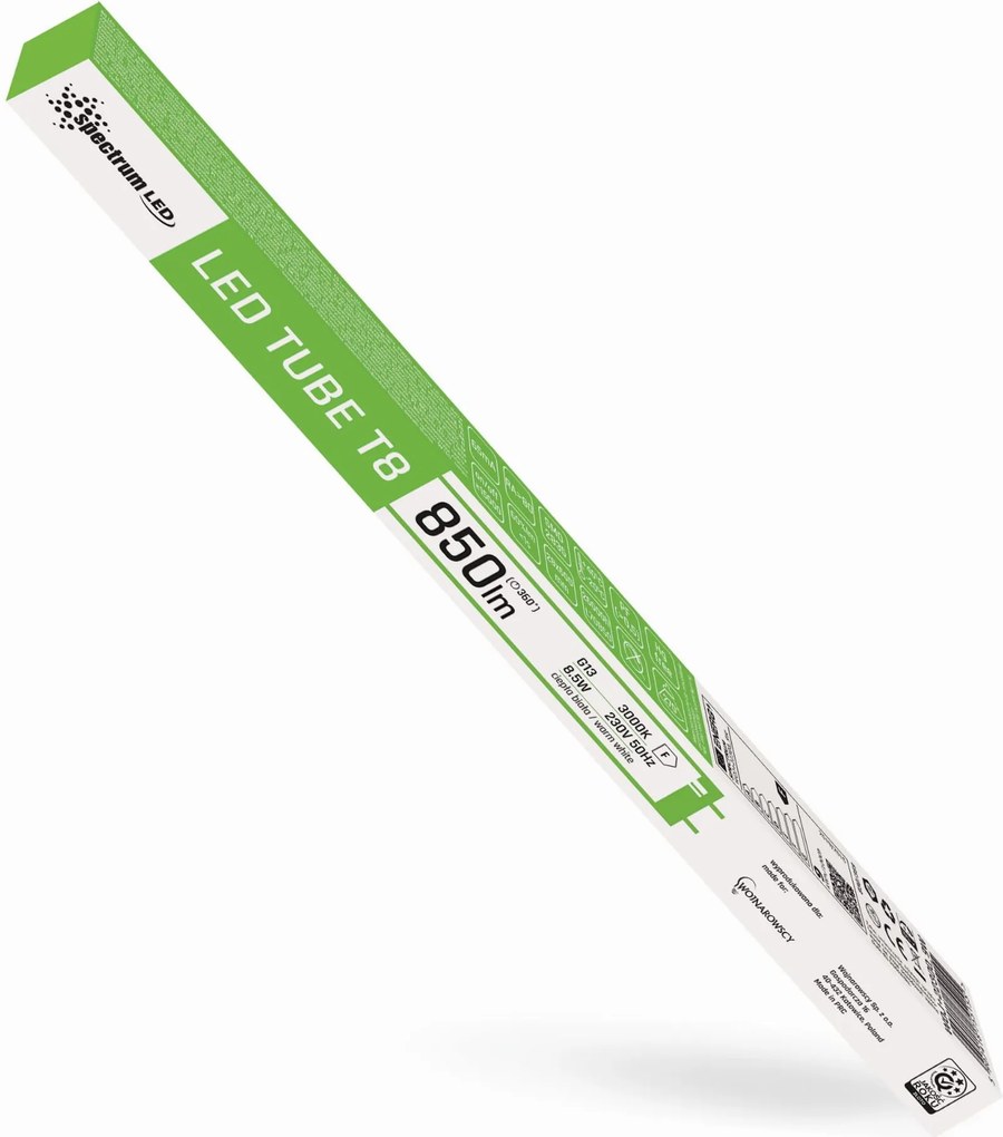 Spectrum LED Spectrum, LED Trubica, teplá biela 3000K, 60CM T8 230V 8,5W WOJ+22300, OSW-12001