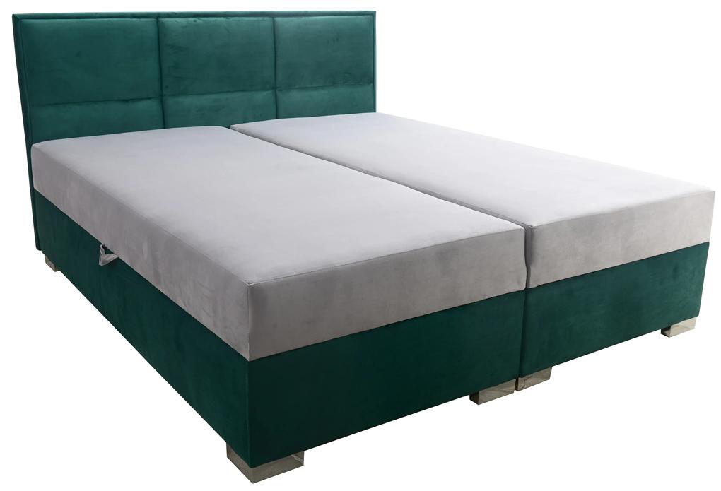Čalúnená posteľ Kvadrat, 200x180, zelená / šedá (an 4810/4817)