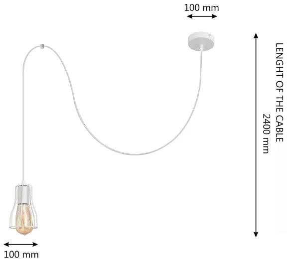 Luster na lanku TUBE LONG 1xE27/15W/230V biela