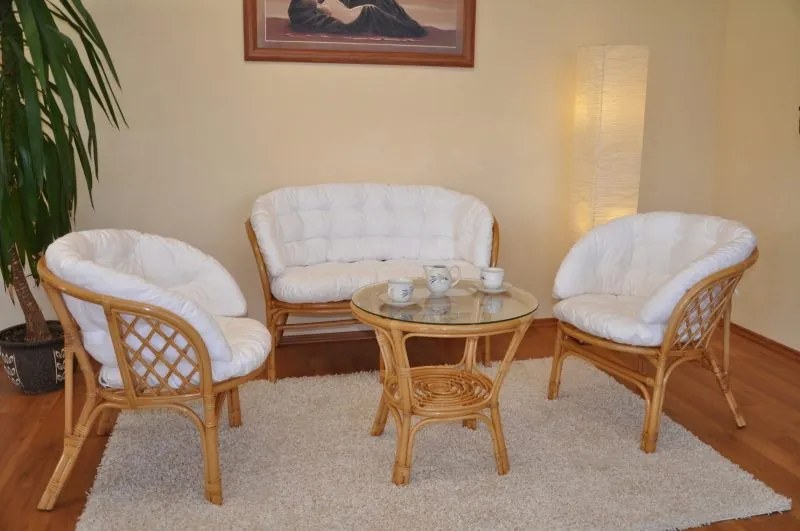 Ratanová sedacia súprava Bahama medová veľká + polstre MAXI - 7 farieb