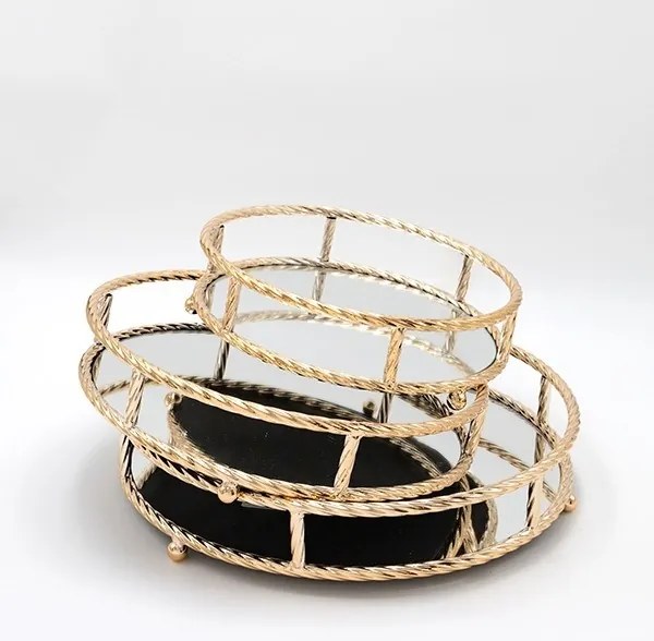 SADA 3x Dekoračný podnos pr. 27/33/37 cm zlatá