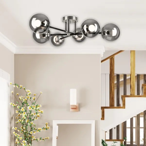 Prisadený luster MALENA 6xE14/5W/230V matný chróm/dymová