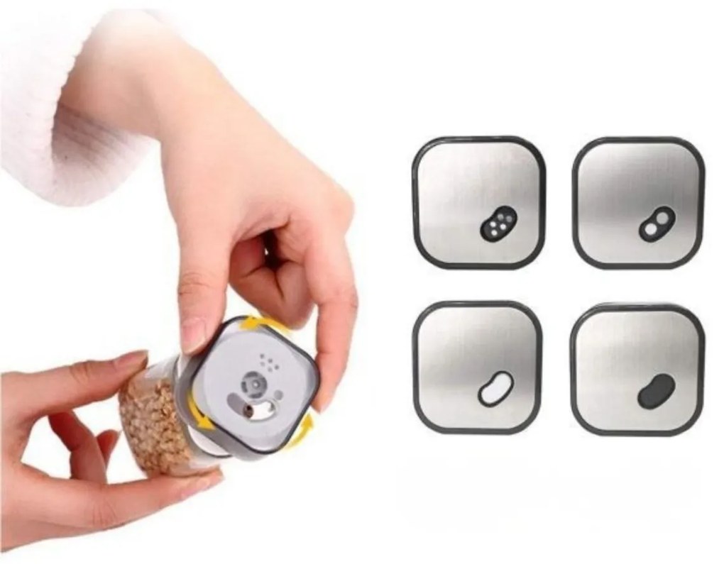 5Five® Hranatá sklenená korenička s multifunkčným nerezovým viečkom INOX, 100ml