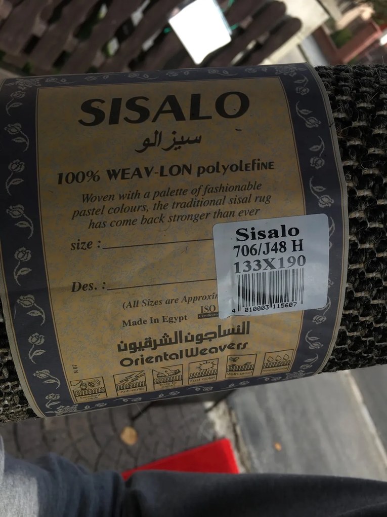 Oriental Weavers, Kusový koberec Sisalo / DAWN 706 / J48H – na von aj na doma, 66x120, šedá, chodba / predsieň