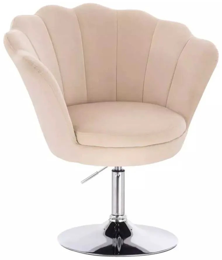LuxuryForm DESIGN Kreslo FREY VELUR na striebornom tanieri - krémové