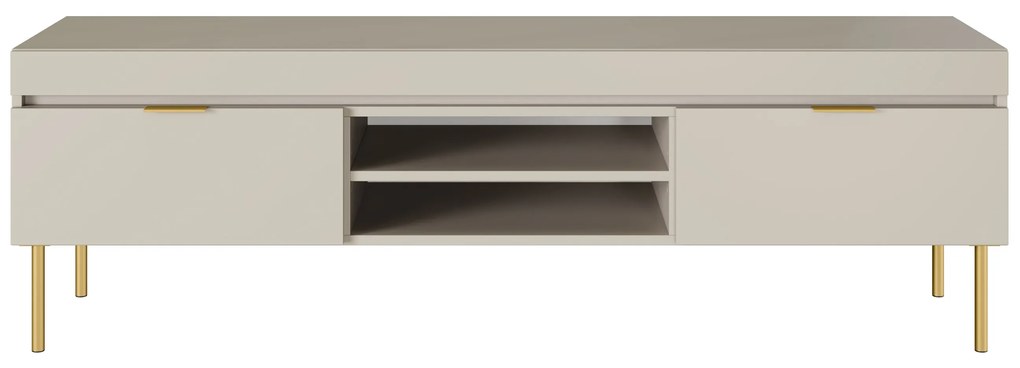 TV stolík Sentia 157 cm s 2 otvorenými policami - kašmírová / zlatá