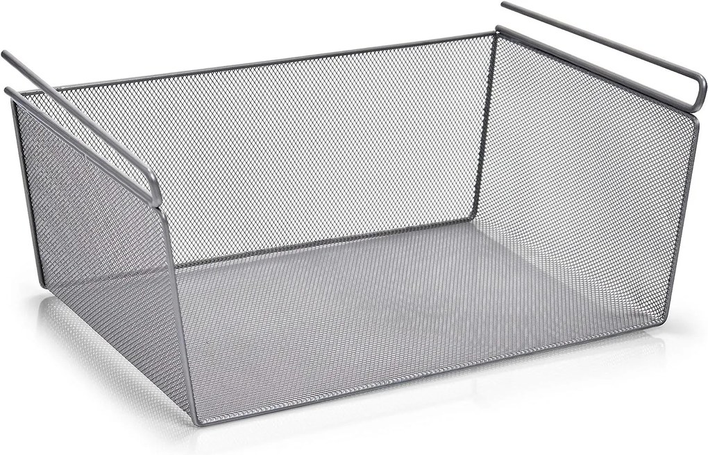 Kovový závesný prídavný kôš pod policu, sivá mriežka, 43x26 s výškou 19 cm, MESH