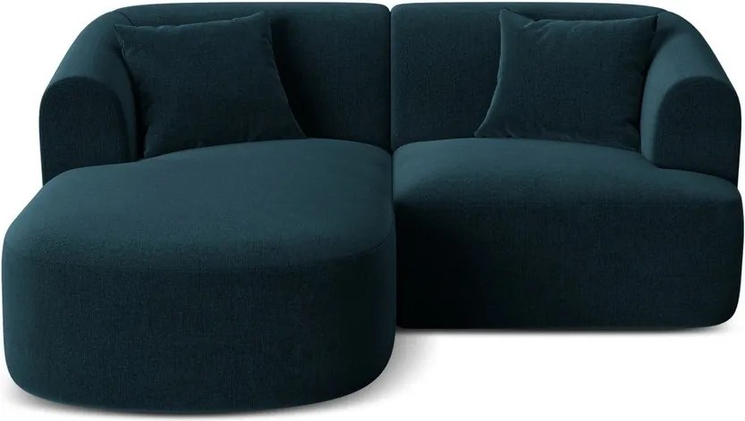 Zamatová rohová pohovka v petrolejovej farbe (ľavý roh/s leňoškou) Campi – Cosmopolitan Design