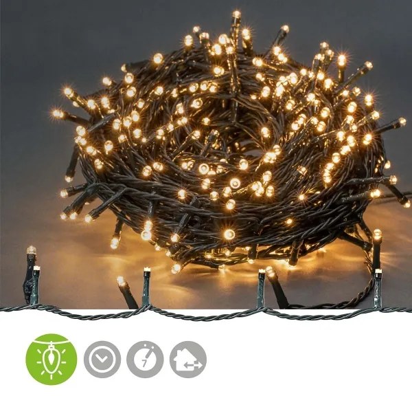 Nedis CLLS720 - LED vonkajšia svetelná reťaz 720xLED/7 funkcií 57 m IP44 teplá biela