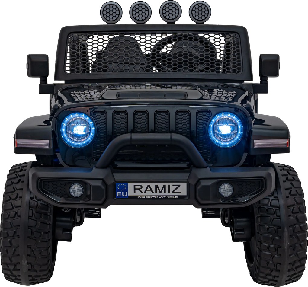 Ramiz Terénne auto OFF-ROAD 3.0 pre deti čierne + diaľkové ovládanie + pomalý štart + pásy + LED a zvuky