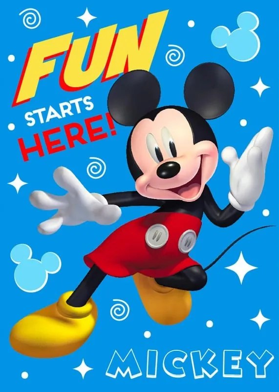 Deka detská flecee Mickey Mouse modrá 140x100cm Faro