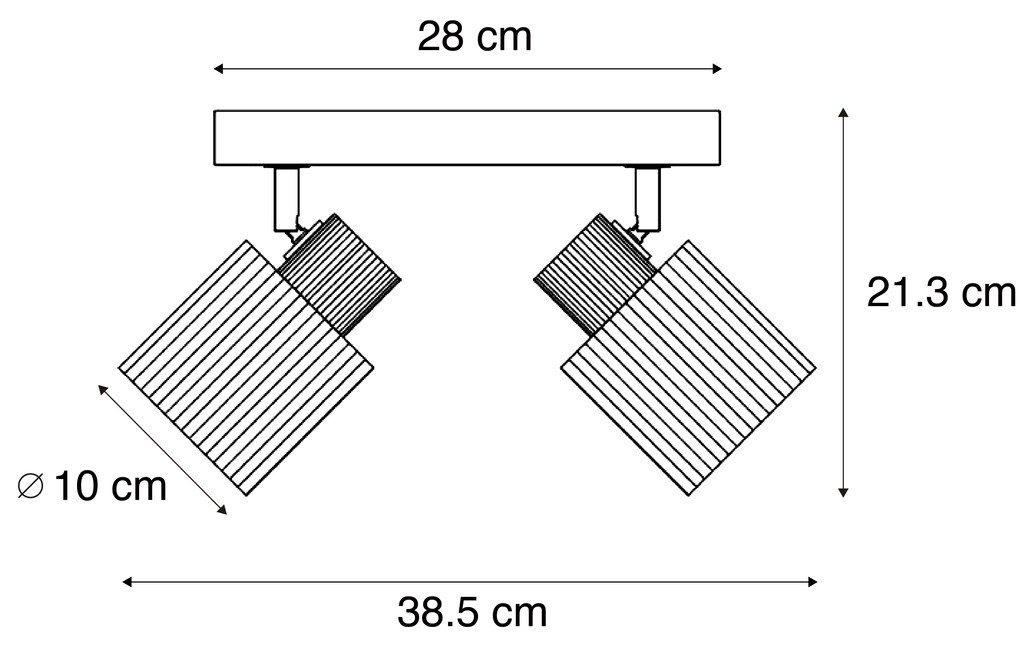 Moderné bodové svietidlo drevené s dymovým sklom 2-svetlá otočné a naklápacie - Gracy