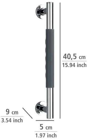 WENKO 23284100-Madlo SECURA 40,5x9 cm nerezová oceľ/antracit/lesklý chróm