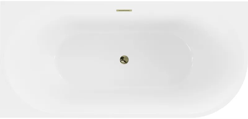 Mexen Mia, voľne stojaca rohová vaňa, lavá, 180 x 80 cm, biela-čierna, zlatý lesklý prepad, 52691808075L-50