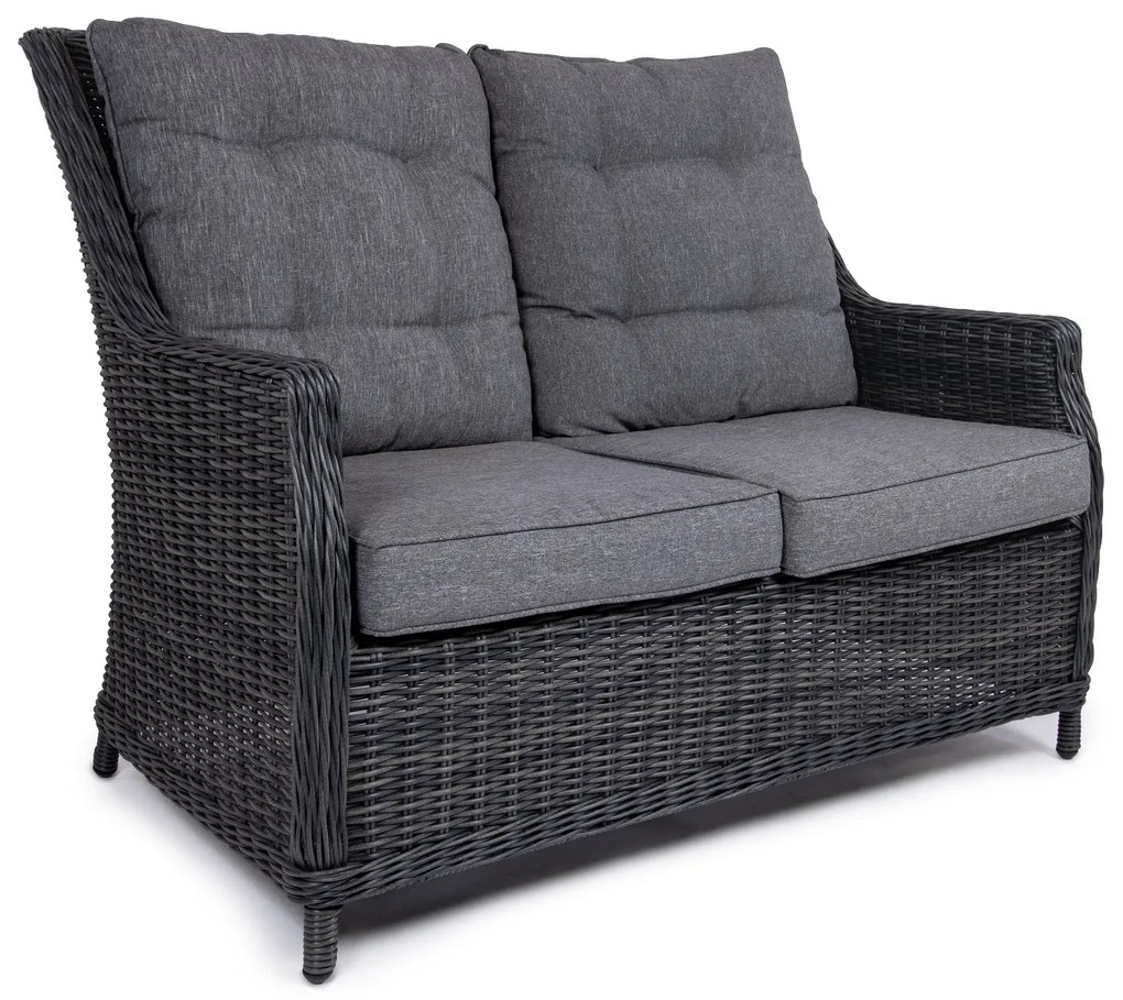 Záhradná ratanová dvojsedačka BERKLEY tmavosivá