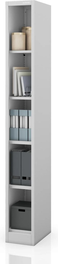 Úzky kovový archivačný regál na dokumenty sivý, 250x1950x400 mm: TIM