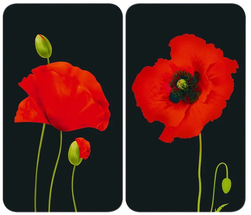 Kryty na sporák v súprave 2 ks z tvrdeného skla 52x30 cm Poppy - Maximex