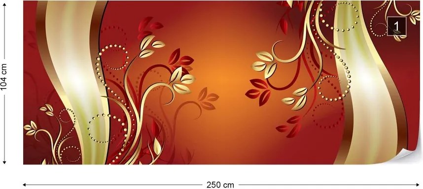 Fototapeta GLIX - Luxury Floral Orange + lepidlo ZADARMO Vliesová tapeta  - 250x104 cm