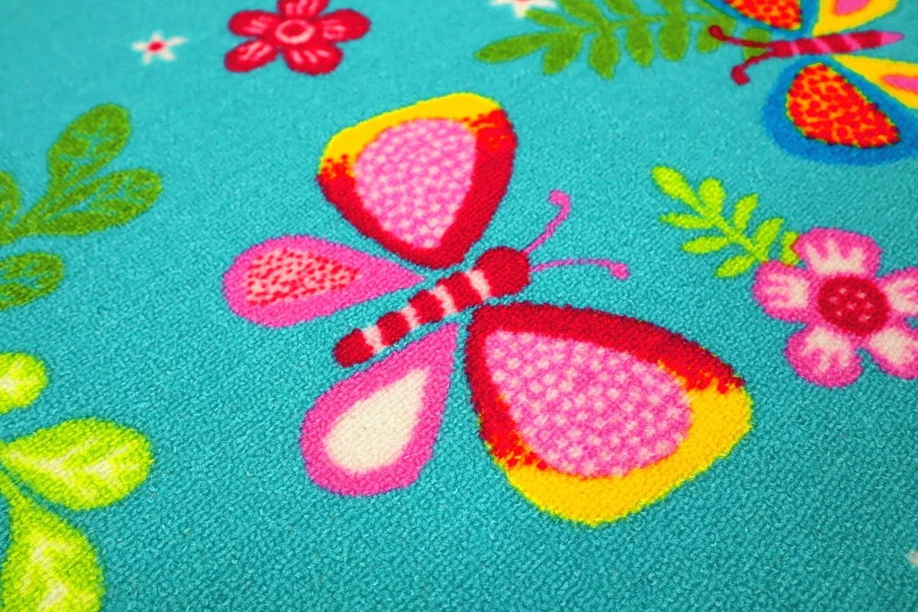 Vopi, Detský kusový koberec Motýlik 5271 modrý, 80x120, modrá, detská izba