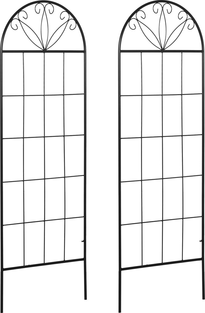 Outsunny Záhradný Trellis Sada 2 Kovových Podpier na Popínavé Rastliny - 51 x 152 cm Čierna | Aosom