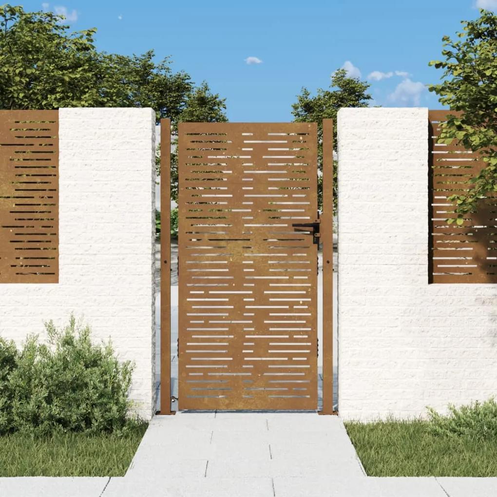 Záhradná brána 105x180 cm kortenová oceľ dizajn štvorca 153254