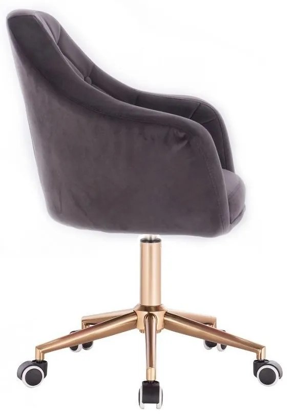 LuxuryForm DESIGN Kreslo ANDORA VELUR na zlaté podstave s kolieskami - tmavo šedé