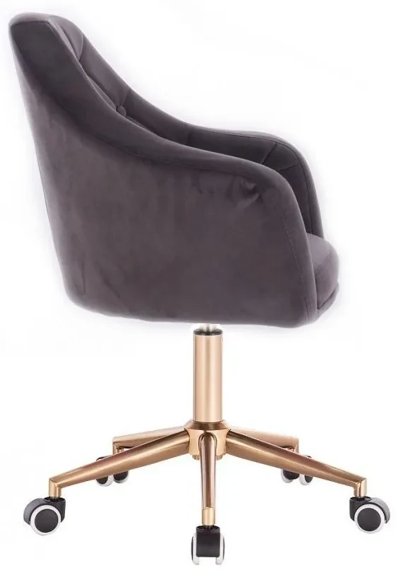 LuxuryForm DESIGN Kreslo ANDORA VELUR na zlatej podstave s kolieskami - tmavo šedé