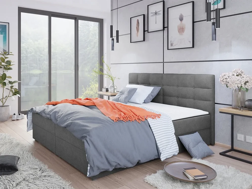 Manželská posteľ Boxspring Sebastian -1 (160x200) (Rico 23). Vlastná spoľahlivá doprava až k Vám domov. 1059691