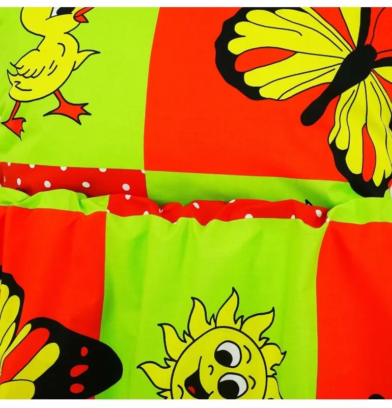 Obliečky detské bavlnené zvieratká červené EMI, Detský set 90x130 + 45x65