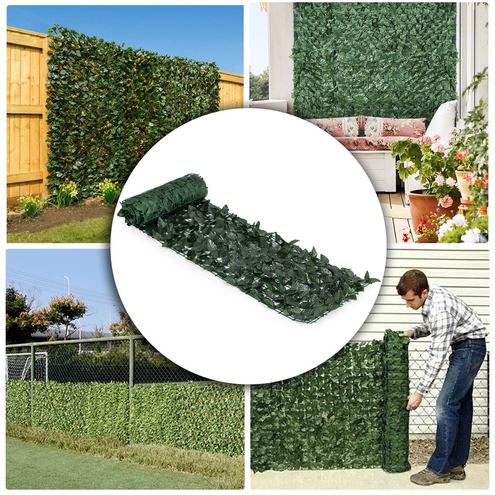 Umelý živý plot 300x50 cm - brečtanovo zelená