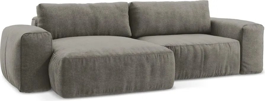 Sivá ženilková rozkladacia rohová pohovka (ľavý roh/s leňoškou) Kuki – Makamii