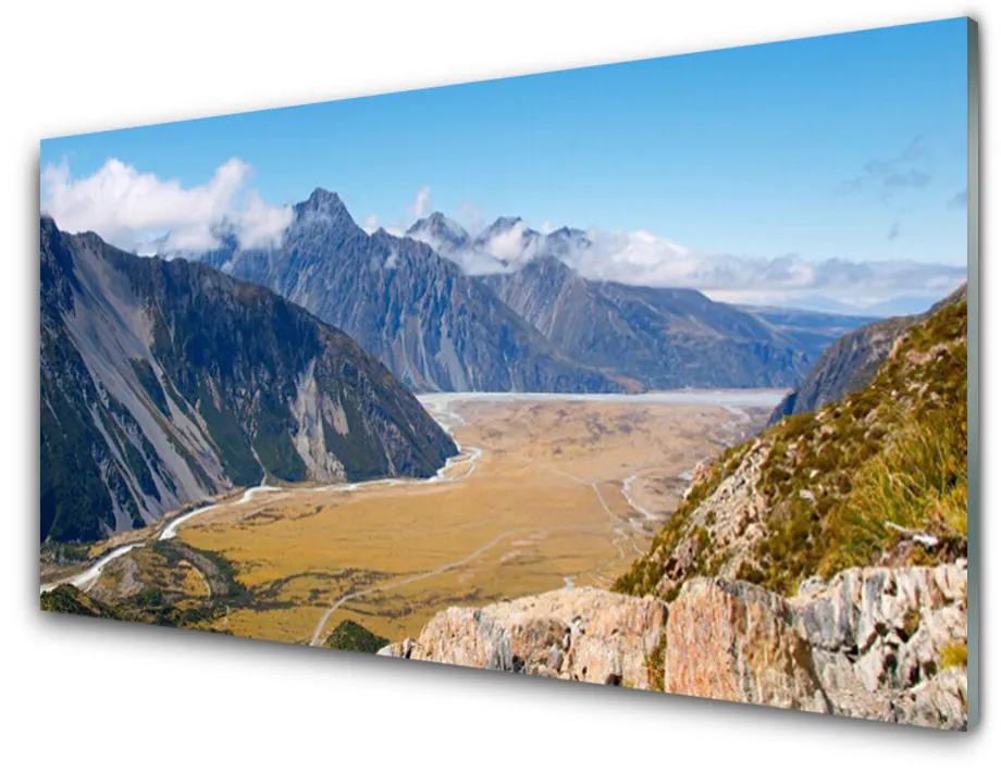 Obraz na skle Hory údolie príroda 120x60 cm