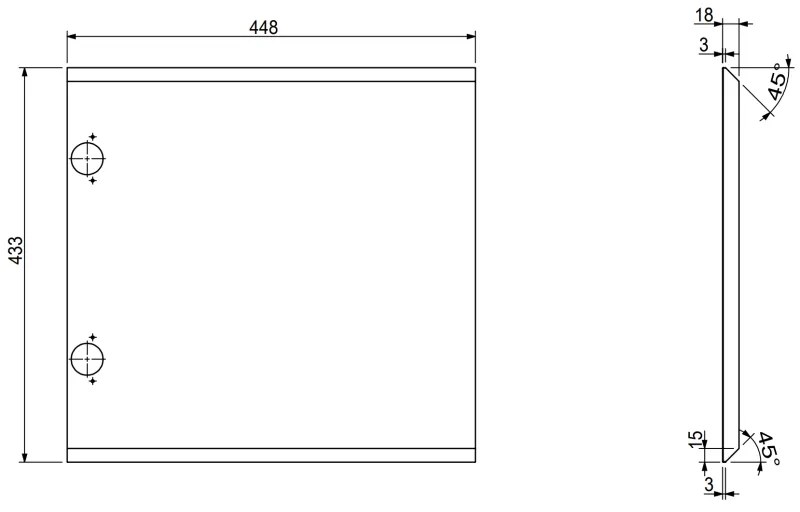 Mexen Rivel, kúpeľňová skrinka 45 cm, 1 dvierka, s drážkami, sivá matná, 91A21-04547-1-BF62