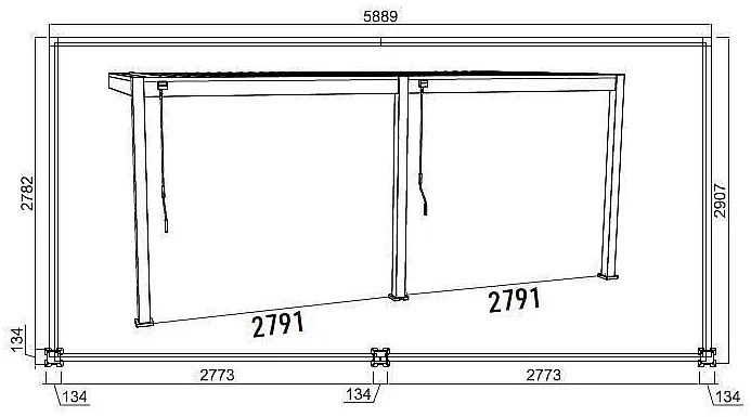 Záhradná hliníková pergola do steny 6x3 m (antracit)