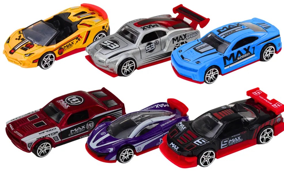 LEAN TOYS Spring Set Športové autá kovové 1:64 - 6 kusov