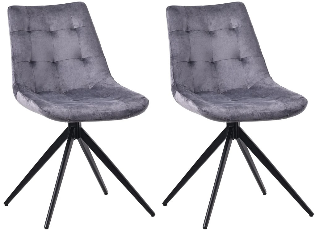 Set 2 jedálenských stoličiek Merna - zamat - tmavo šedá
