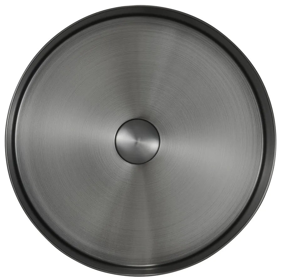 Sapho Sapho, AURUM nerezové umývadlo, priemer 38cm, vrátane výpuste, gun metal, AU101