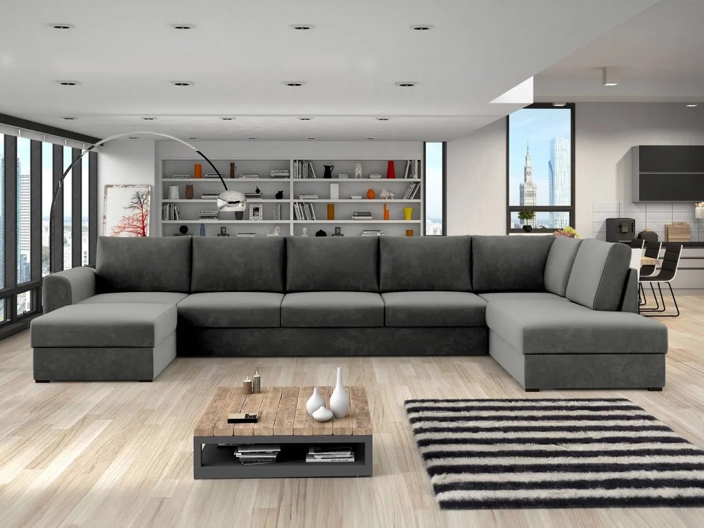 Sedacia súprava Szafran Large, Dostupné poťahy: ekokoža Soft 017 + Lux 06, Strana: Pravá - U