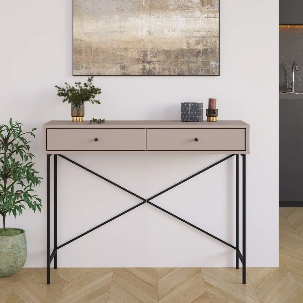 Sivobéžový konzolový stolík 35x110 cm Titan – Marckeric