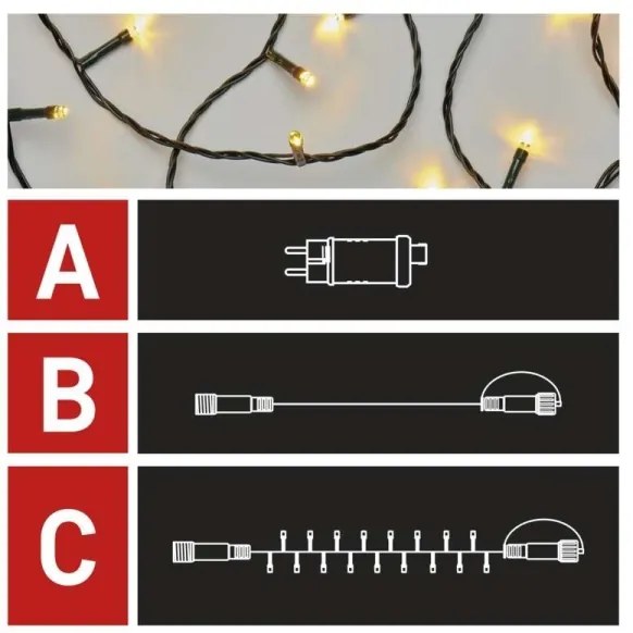 LED Vianočná vonkajšia reťaz 100xLED/15m IP44 teplá biela
