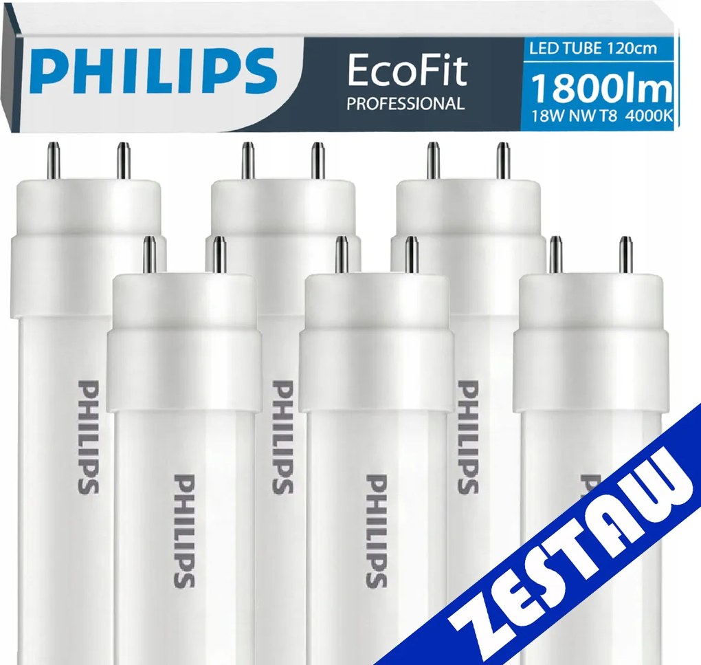 SADA 6x Philips LED trubice 120 cm 17,5W 1800 lm 4000 K 30 000 h EcoFit