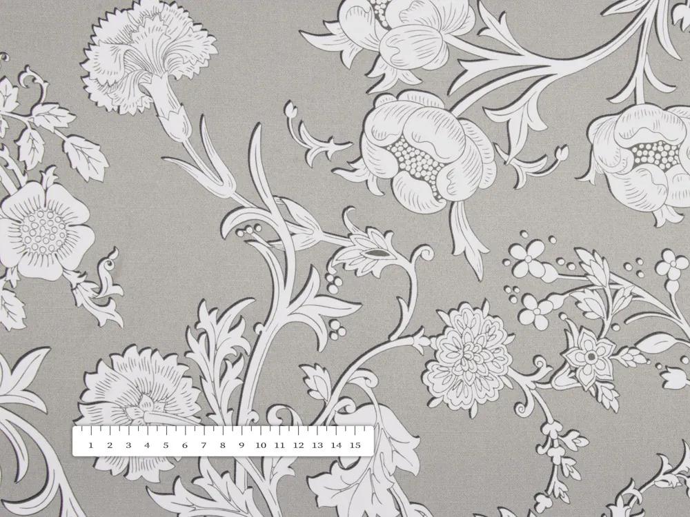 Biante Dekoračná obliečka na vankúš PM-021 Zámocké kvety na sivobéžovom 40 x 60 cm