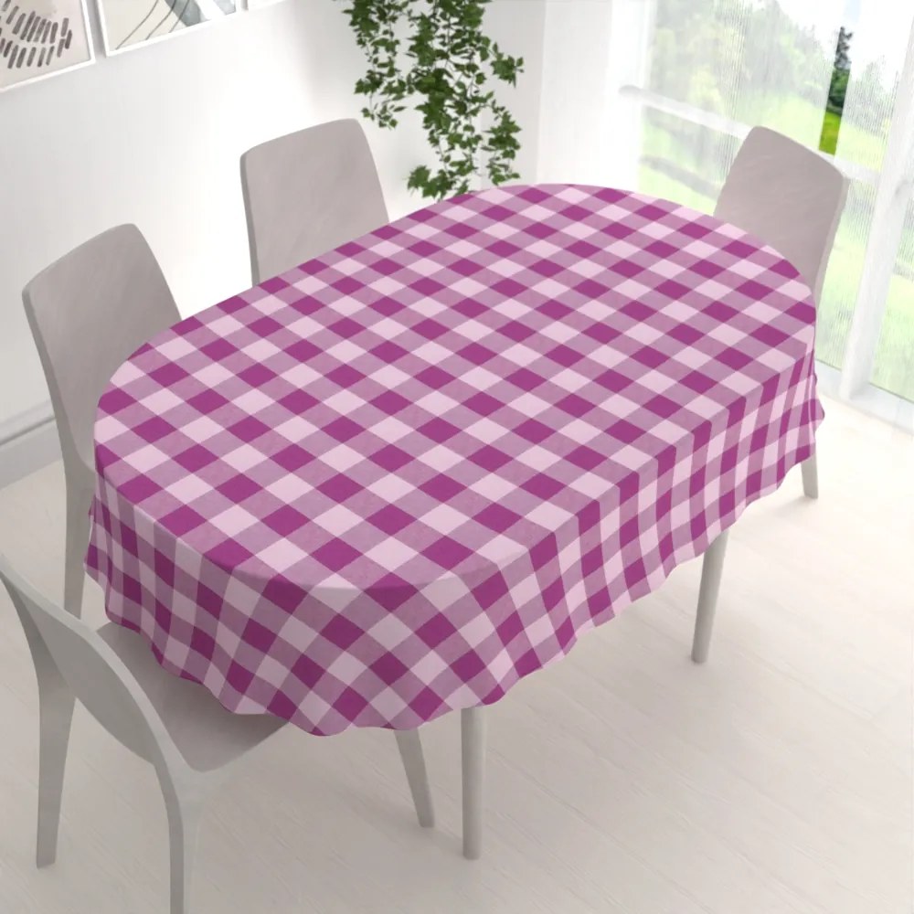 Biante Bavlnený oválny obrus Olivia OL-021 Fialová kocka veľká 140x220 cm