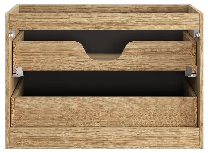 Závěsná skříňka Ocean Mona s deskou a umyvadlem 80 cm černá/dub olejovaný