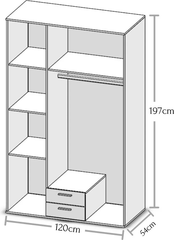 Šatníková skriňa Chicago, 120 cm, dub artisan/antracit