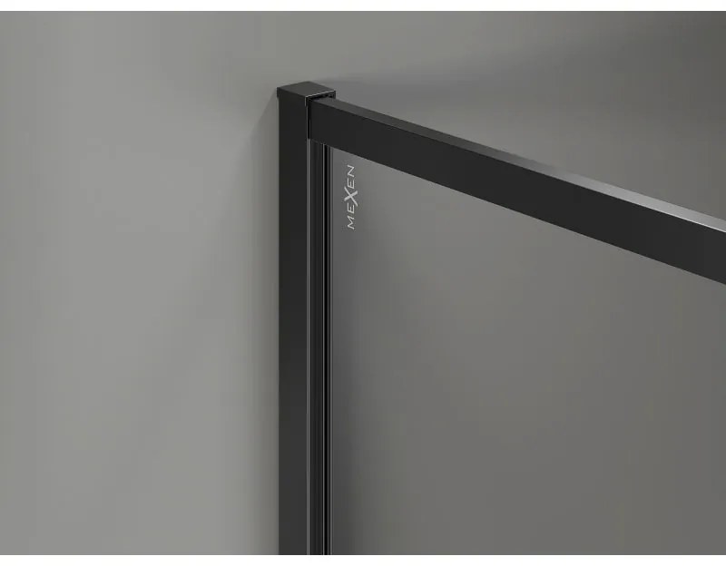 Mexen Kioto-XF, sprchová zástena s rámom 160 x 202 cm, 10mm sklo námraza, čierny profil, 800-160-104-70-30-X