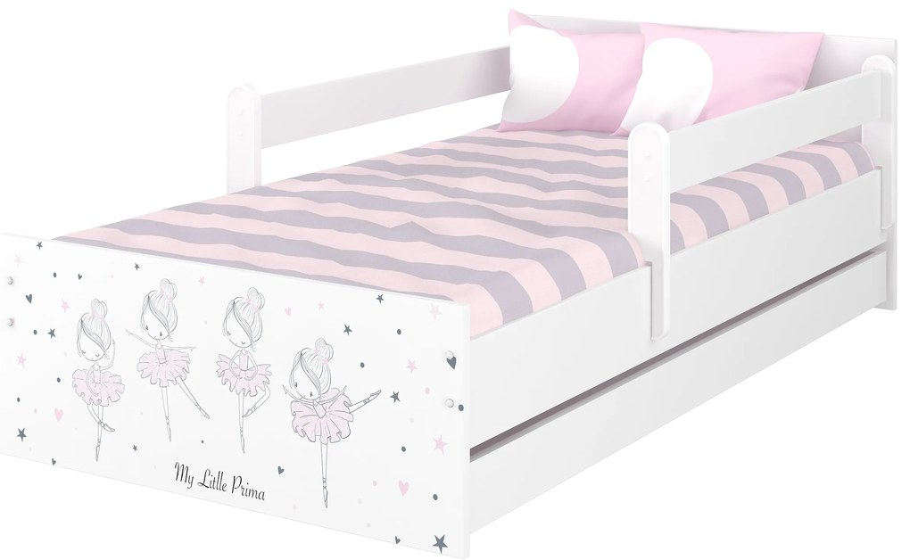Dětská postel MAX - 160x80 cm - RŮŽOVÁ BALETKA - bílá