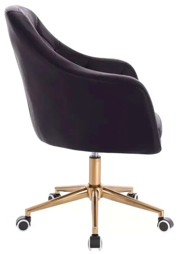 LuxuryForm DESIGN Kreslo ANDORA na zlatej podstave s kolieskami - čierne