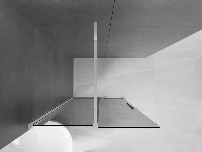 Mexen Velar, sprchová zástena s posuvnými dverami Walk-in 85 x 200 cm, 8mm šedé sklo, chrómová, 871-085-000-43-01