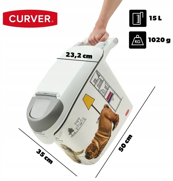 Kontejner a úložný box na granule pro psy, 15l/6kg DOG